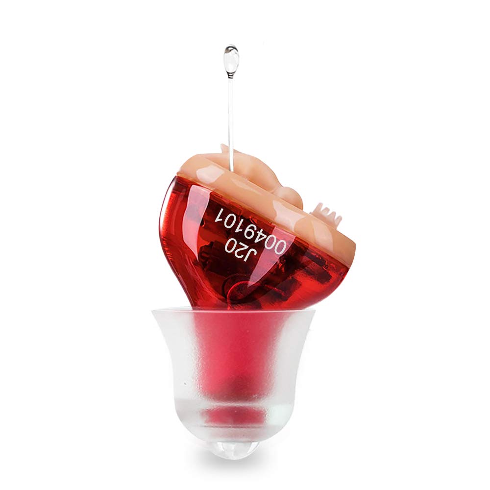 Βοηθητικό ακοής για ηλικιωμένους Ενήλικες Ακύρωση θορύβου - Ενισχυτής ακοής Αόρατος Ενισχυτής ήχου Ψηφιακές συσκευές Ενίσχυσης Ακρόασης Εργαλεία καθαρισμού ακουστικών (κόκκινο)