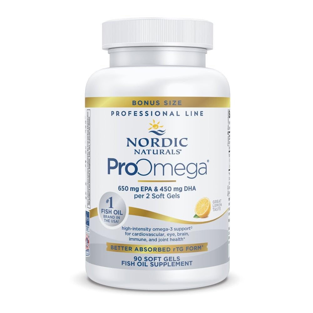 Nordic Naturals ProOmega, Lemon Flavor - 90 Soft Gels - 1280 mg Omega-3 - EPA & DHA ile Yüksek Yeterli Balık Yağı - Beyin, Göz, Kalp ve Immune Health - Non-GMO - 45 Hizmetler