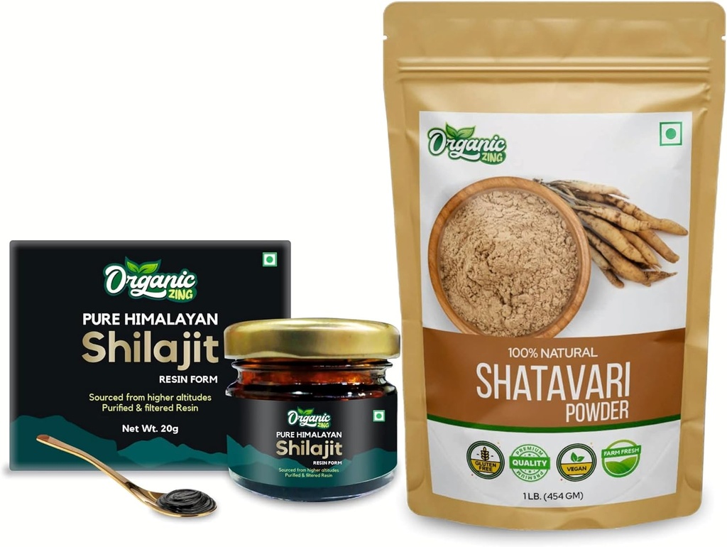 ORGANIC ZING Shatavari Toz- 454g & Shilajitwear- 20g