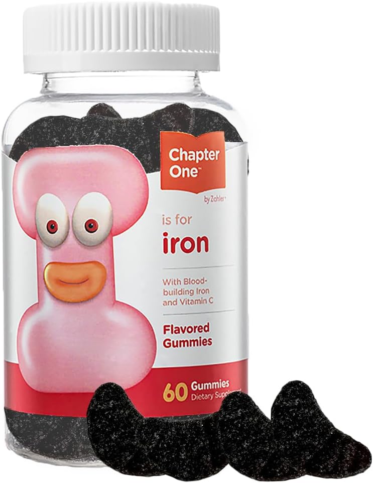 Zahler Bölüm One Iron Gummies, Iron Gummies Supplement with Vitamin C, Kosher, 60 Flavored Gummies (5MG)