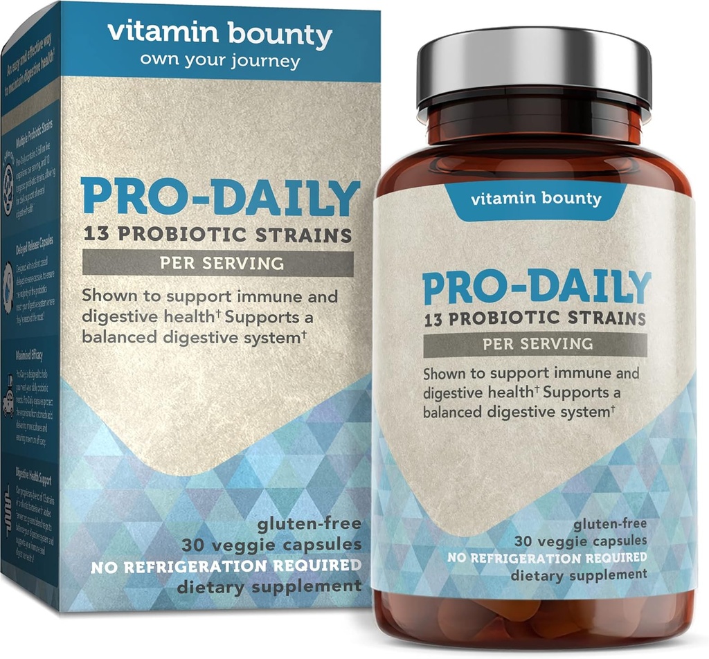 Bounty Pro-Daily Probiyotik 5 Milyar CFU - 13 Strains with Lactobacillus Acidofilius & Bifidobacterium for Digestive Health - Probiyotiks for Men & Women Gut Health Support