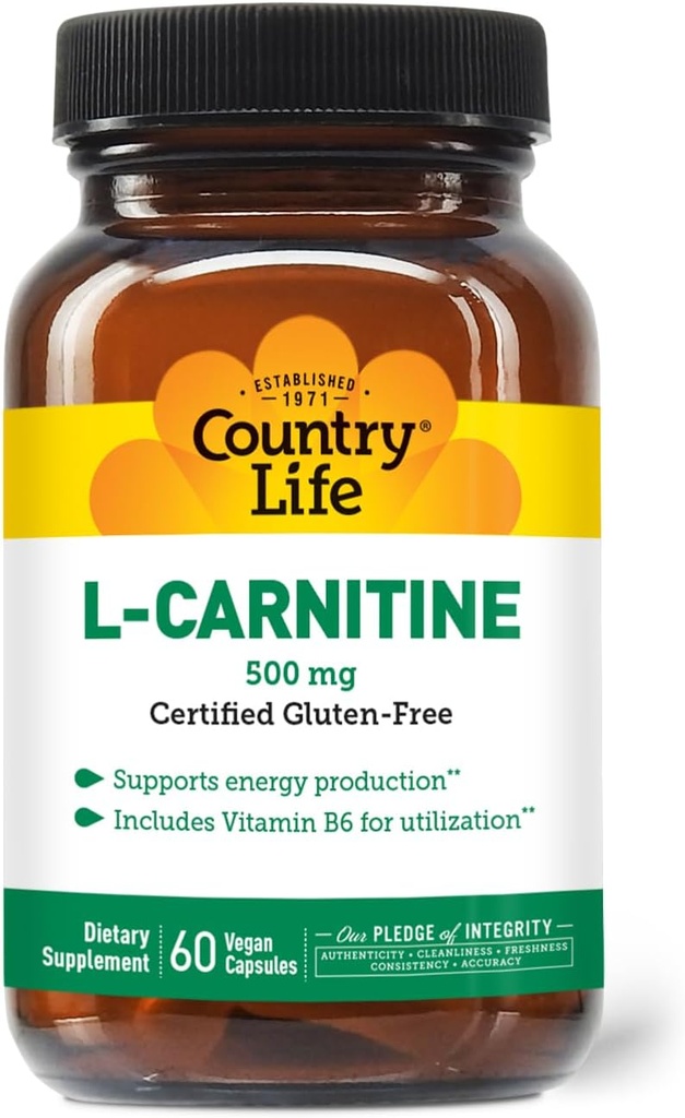 Ülke Life L-Carnitine 500 mg – 60 Vegan Capsules | Destek Enerji Üretimi ve Fat Metabolism | Utilization | Gluten-Free, sertifikalı Vegan Amino Asit Supplement