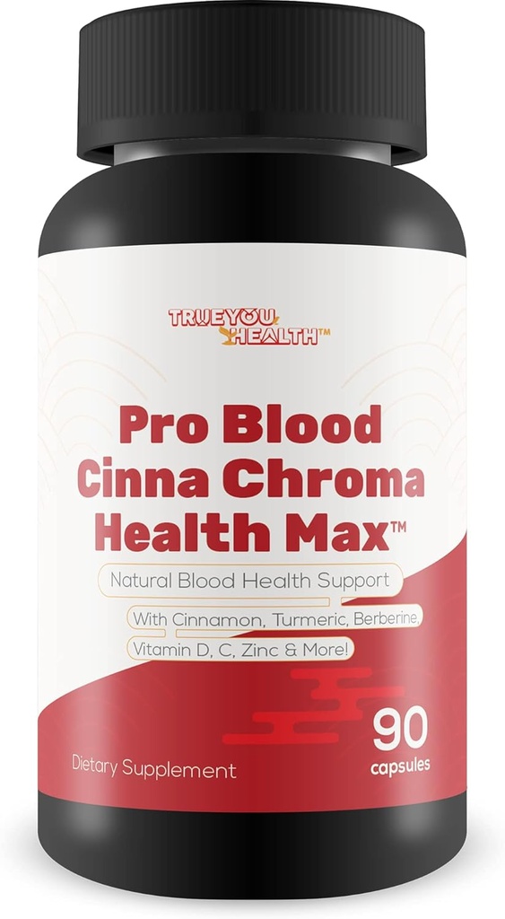 Pro Blood Cinna Chroma Health Max - Natural Blood Health Support with Cinnamon, Turmeric, Berberine, D vitamini, C vitamini, çinko & More - Balanced Blood Health & Improv Blood Flow