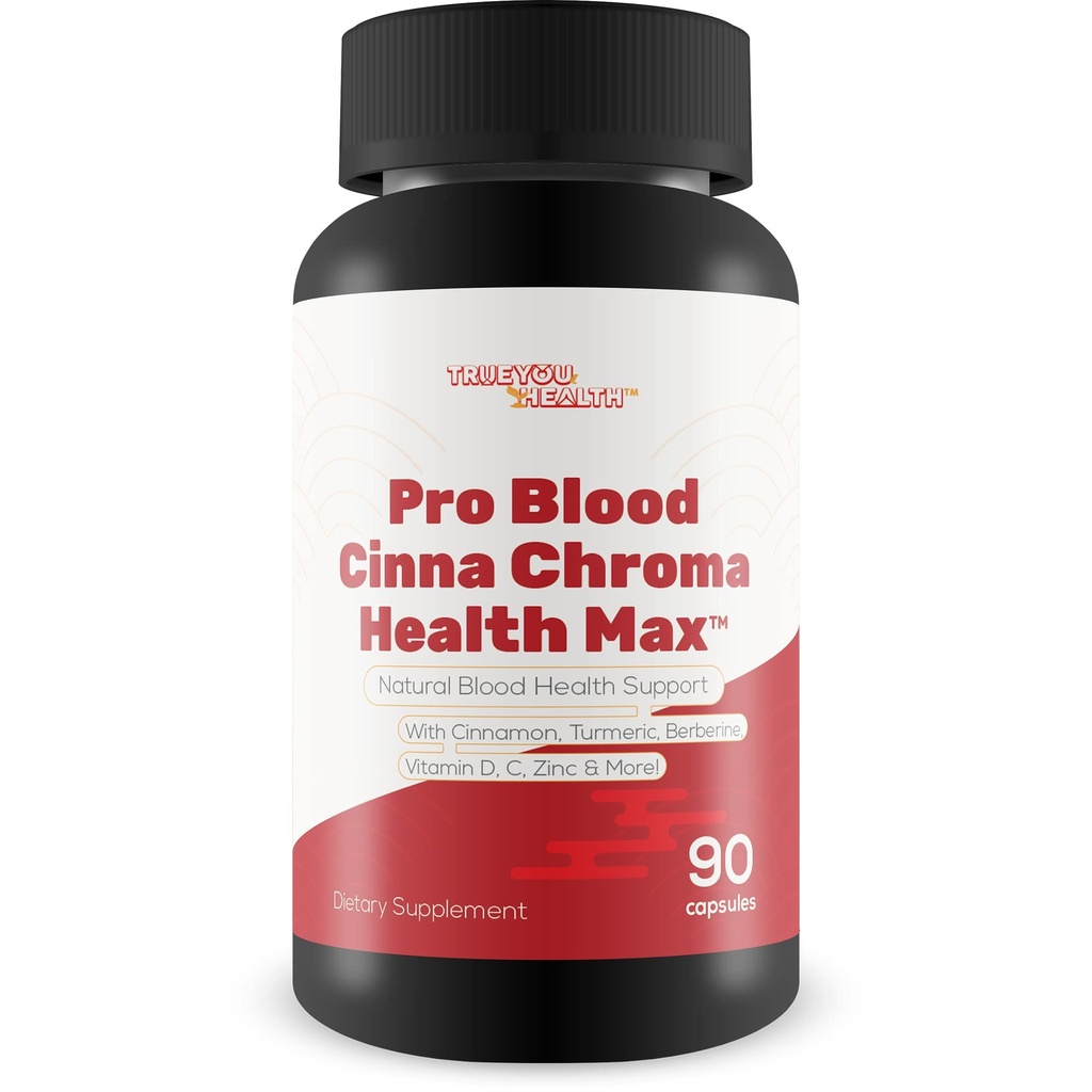 Pro Blood Cinna Chroma Health Max - Natural Blood Health Support with Cinnamon, Turmeric, Berberine, D vitamini, C vitamini, çinko & More - Balanced Blood Health & Improv Blood Flow
