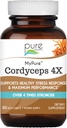 PURE ESSENCE LABS MyPure Cordyceps 4X Mushrooms - Yoğun Cordyceps Mushroom Toz Supplements for Immune System, Stress Response, Physical & mental Performans - 1 Ay Supply