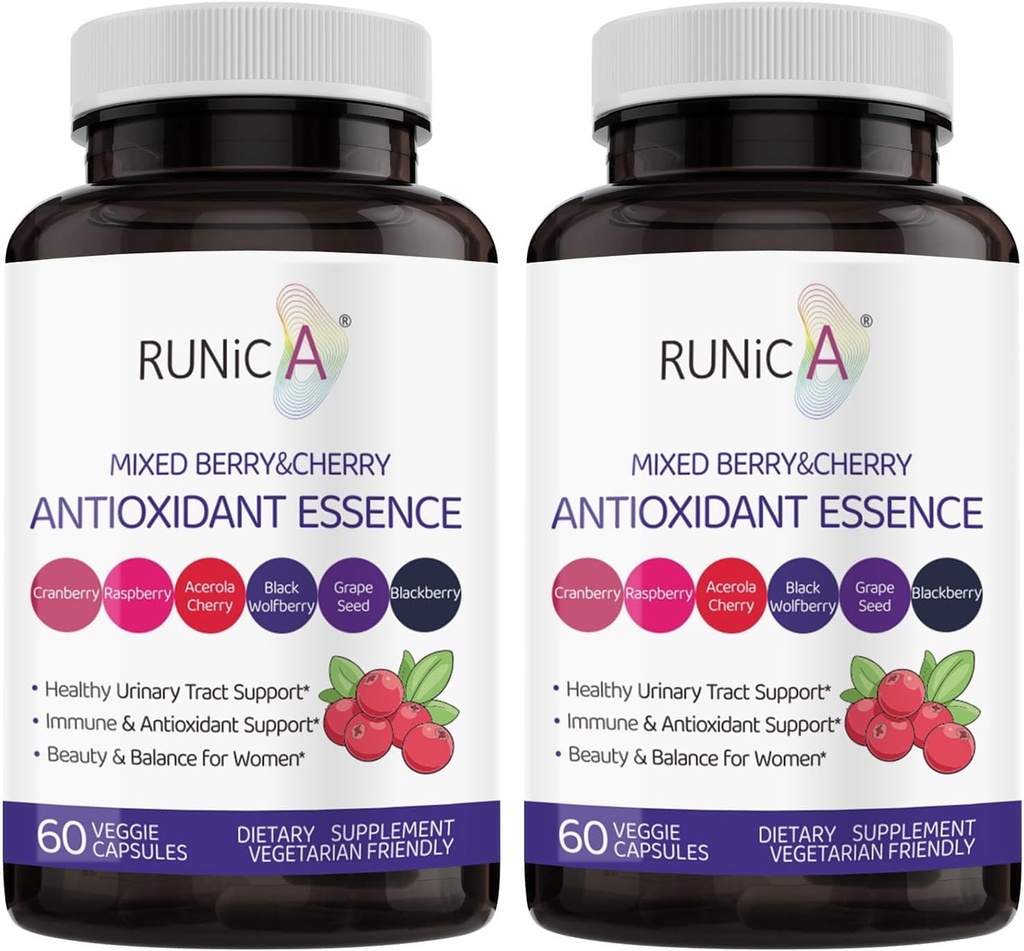Kadınlar için Super Antioksi Supplement - Skin, Sağlıklı Ağlama, Immune & Urinary Tract Support with Cranberry, Grape Seed & Berry Mix | Beslenme Kompleksi | Vegan Capsules