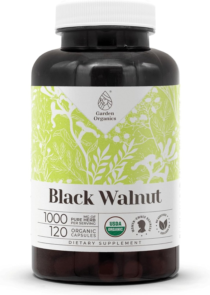 Black Walnut USDA Organik 120 Capsules | Yüksek Lisans Doğal Supplement | Sertifikalı Organik Vejetaryen Kapsüller ve Organik Siyah Walnut (Juglans Nigra) Hull (120 Capsules)
