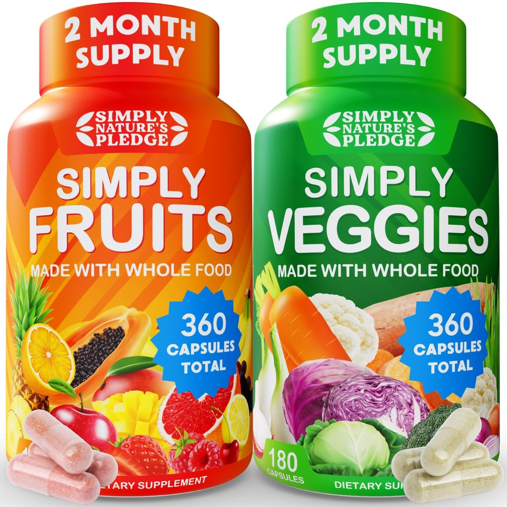 Just Nature's Pledge - 42 farklı meyve ve sebze ile paketlendi - Tüm Gıda Superfoods ile - Aloe Vera ile - 100% Soy Free -2 ay Supply- 180 (Pack of 2)