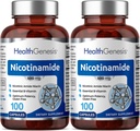 B-3 Nicotinamid 500 mg 100 Caps 2 Pack - Nicotinic Amide Niacin Natural Flush-Free Vitamin Formula - Supports Skin Cell Health