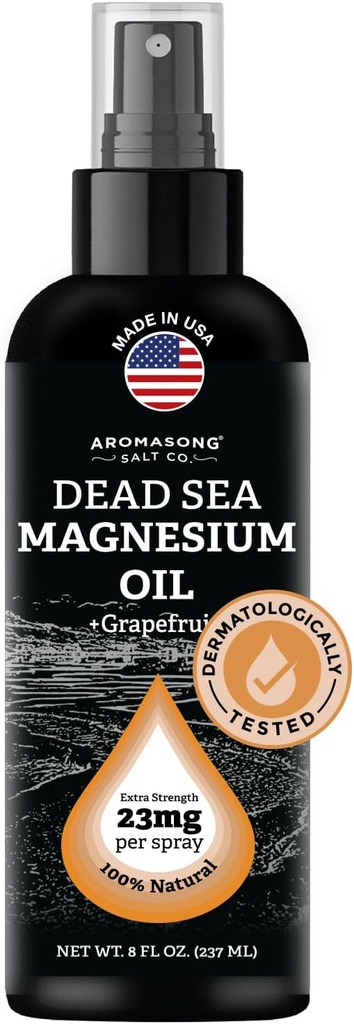 Aromasong Magnesium Spray Grapefruit- Extra Strength (23mg σε κάθε spritz) 8 Oz - Φυσικό και καθαρό Μαγνήσιο Oil Spray - Made in The USA - for Leg Discomfort and Promotes a Calm Sleep