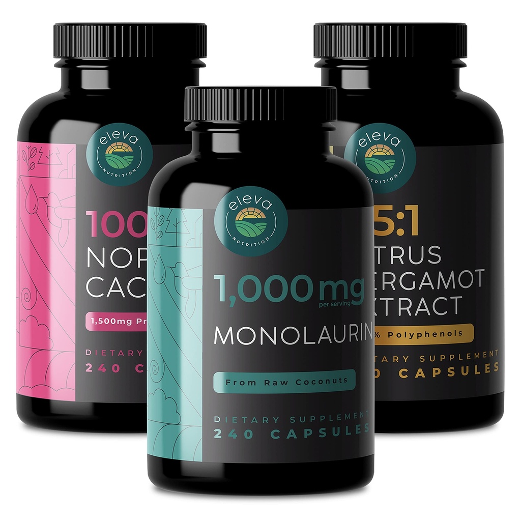 Citrus Bergamot, Nopal Cactus, & Monolaurin Bundle (στα Αγγλικά). Καψάκια εσπεριδοειδών, καψάκια μονολαουρίνης 1000mg και κάψουλες Prickly Pear Cactus 1500mg