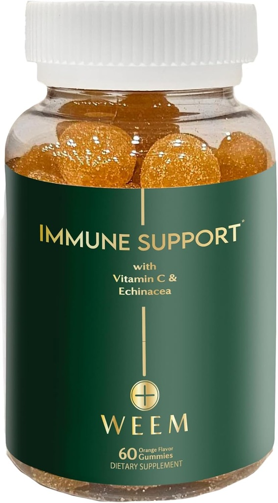 WEEM Ανοσολογική υποστήριξη Gummies - Βιταμίνη C - Ψευδάργυρος - Echinacea - Υποστήριξη συστήματος υγείας - Εναλλακτική για χάπια, χωρίς γλουτένη, Φυσικό συμπλήρωμα για παιδιά και ενήλικες - 1 συσκευασία