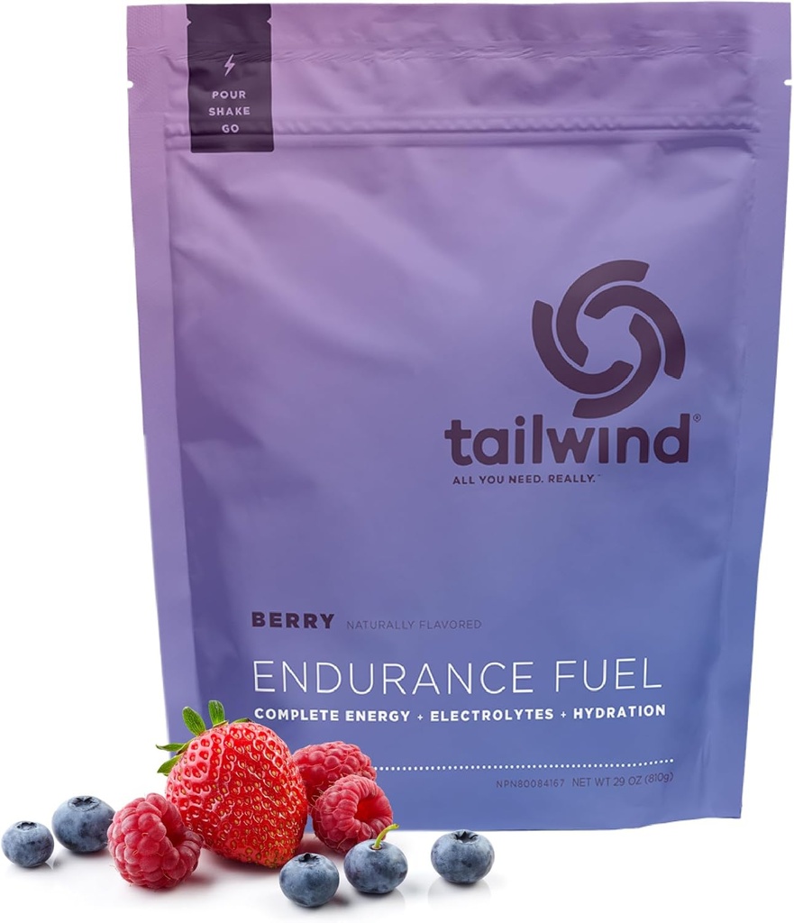 Tailwind Beslenme Endurance Yakıt, Carbohidrat & Electrolyte Sports Drink Mix Toz, Gluten-Free, Vegan, Berry, 30 Hizmetler