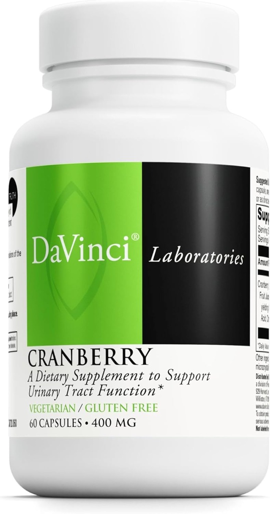 DAVINCI Laboratuvarları Cranberry - Urinary Tract Health Support* - Quinic, Citric & Malic Acid - Vegetarian, Gluten-Free - 60 Capsules