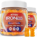 Vegan Demir Gummies Vitamin C, B12, Folate & Turmeric - Energy & Immune Health | Gummy Iron Bisglycinate 18 mg Gentle & Non-Constipating - Women & Men, 2 Pack