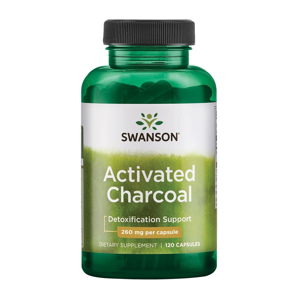 Swanson Activated Charcoal Digestive Support Supplement for Digestive-Comfort-Seeking Adults - 260 mg Per Capsule (120 Capsules, 520 mg Per Serving)
