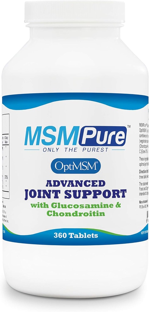 KALA SA MSMPure Gelişmiş Ortak Destek Tabletleri - Glucosamine, Chondroitin, OptiMSM, Ester-C & Manganese for Ortak Sağlık, Flexability & Mobility - Vegetarian-Kaynakd Glucosamine, 360 Kont