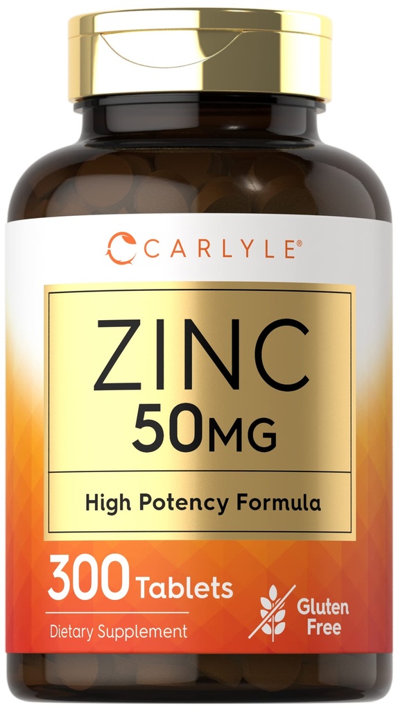 Carlyle çinko 50 mg | 300 Tablet | Vejetaryen, Non-GMO ve Gluten Free Supplement | çinko Gluconate | High Potency Formula