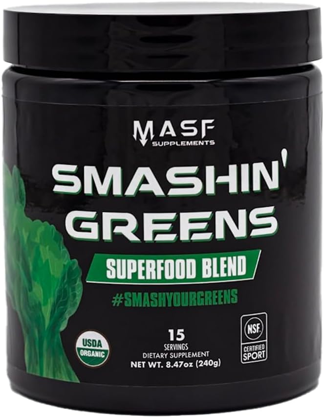 MASF Smashin's Superfood Blend NSF Sport, Super Greens Digestive Health, Spirulina, Chlorella, Bloat Relief, 8.47 Ουγγιά (Pack of 1)