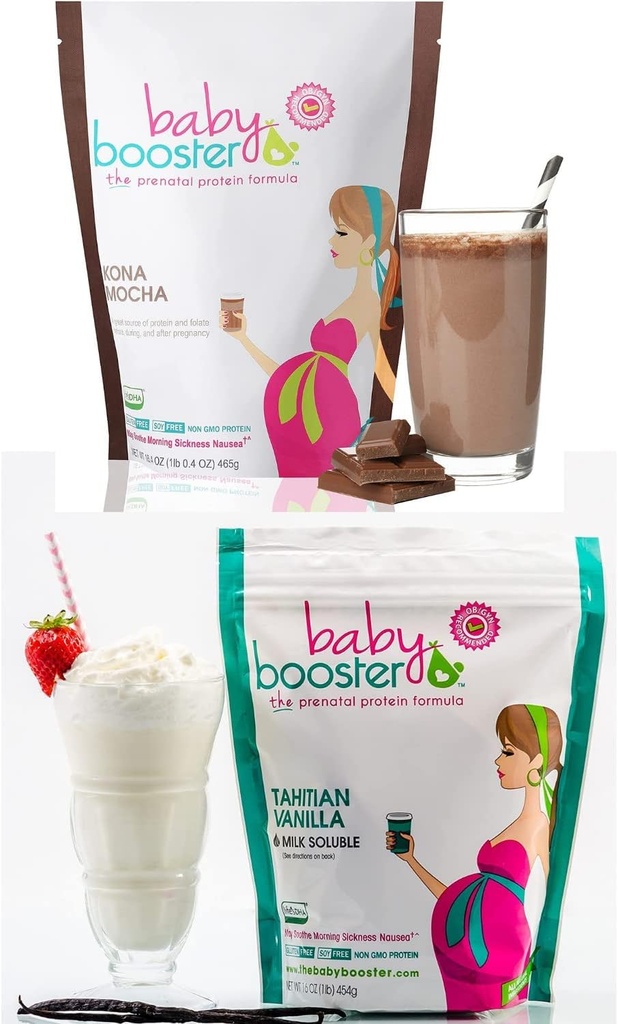 Baby Booster Προγεννητικό συμπλήρωμα βιταμίνης Shakes, Kona Mocha και Tahitian Vanilla