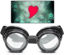GloFX Black Heart Etkisi Diffraction Goggles - See Hearts - 3D Holografik Görseller Edm Rave Outfit Steampunk Kostüm Cosplay Müzik Festivali Essentials