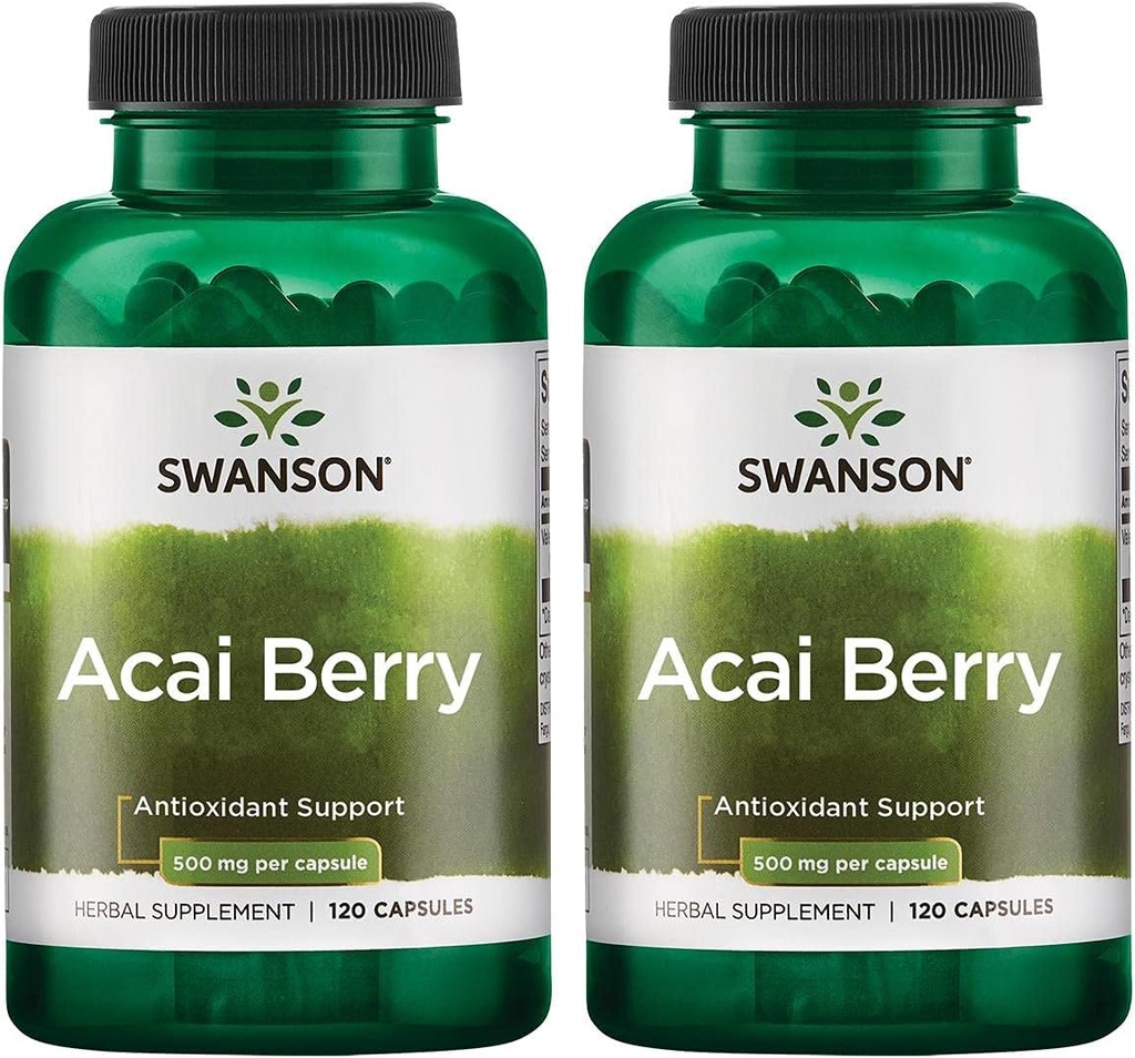 Swanson Acai Berry Antioxidant Support 500 Milligrams 120 Capsules (2 Pack)