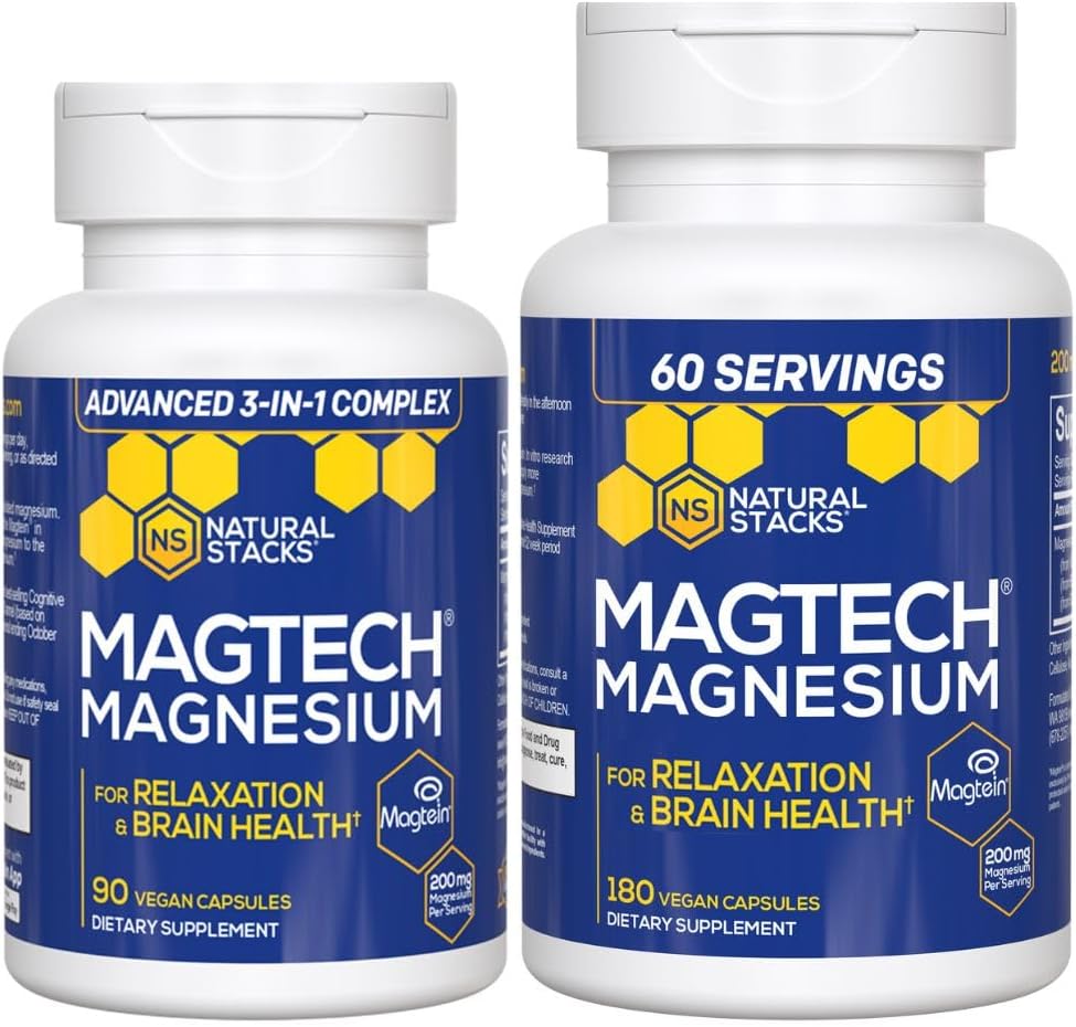 Φυσικές στοιβάδες Magtech Magnesium Value Bundle - 3 Μορφές Μαγνησίου - Διαθέτει Μαγνητίνη L-Θρεονάτη - Υποστηρίζει Χαλάρωση και Εγκεφαλική Υγεία* - 270 Σύνολο Καψάκια