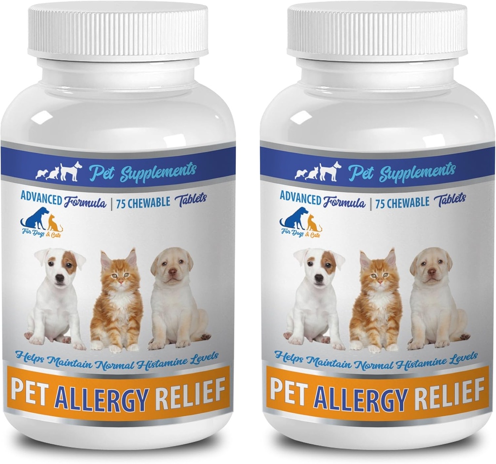 Köpek Immune System Supplements - PET Alerji Yardımı - Köpekler ve Kediler için - Gelişmiş Formula - Köpekler için Burdock Kök - 2 Şişe (150 Chews)