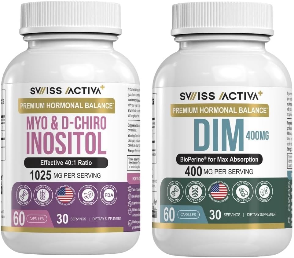 İsviçre Activa+ DIM & Myo-Inositol Sche - Hormon Denge ve Psiko Yardım Kadınlar için - Menstrual Cycle, Mood, Estrogen ve Ovarian Health - 60-Day Supply