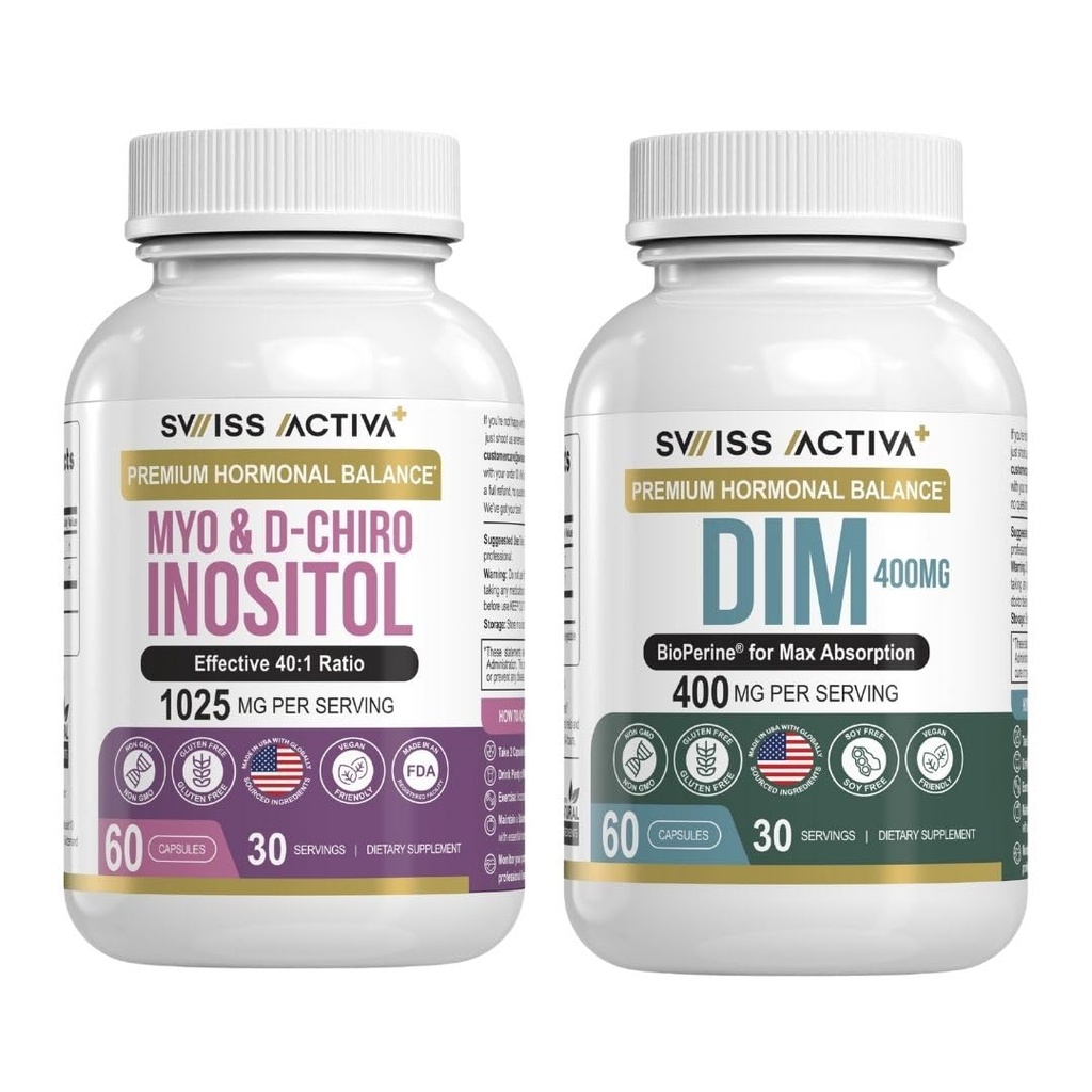 İsviçre Activa+ DIM & Myo-Inositol Sche - Hormon Denge ve Psiko Yardım Kadınlar için - Menstrual Cycle, Mood, Estrogen ve Ovarian Health - 60-Day Supply