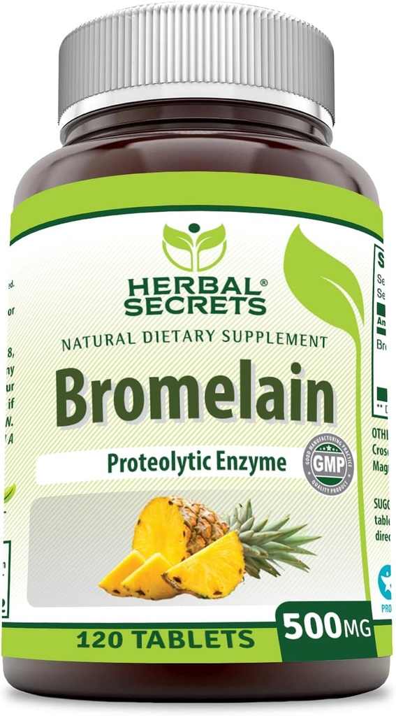 Herbal Sırları Bromelain Supplement 500 Mg Tabletleri Tamam | Non-GMO | Gluten Free | Made in USA (120 Count)