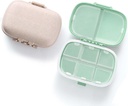 MEACOLIA 2 Pack 8 Διαμερίσματα Travel Pill Organizer Box Moisture Proof Μικρή θήκη χάπι για Pocket Purse Daily Pill Holder Container για την ιατρική Βιταμίνη (Cyan & Khaki)