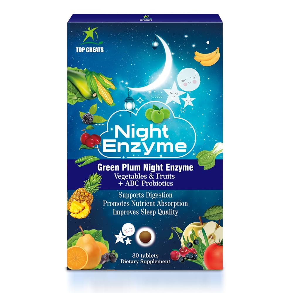 Night Enzyme, Daily Multi Digestive Enzymes, Green Plum Φρούτα και Λαχανικά με Προβιοτικά, Ανακούφιση Bloating, Καλύτερη ποιότητα ύπνου, Για άνδρες και γυναίκες, Προώθηση Digestive Υγεία- 120 δισκία