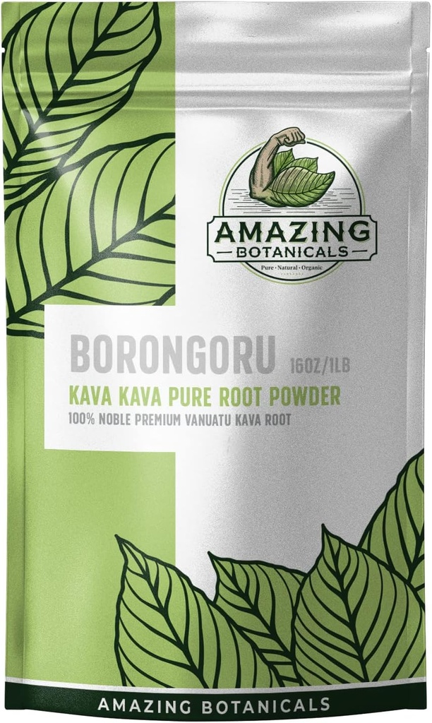 Amazing Botanicals Borongoru Vanuatu Kava Root - 100% Noble Kava-Kava 16oz/1lb, 1 Pound Pure Finest Fresh Vanuatu Kava