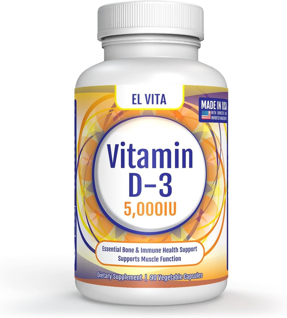 90 Sebze Kapsülleri D. D3 5000IU (125 MCG) Yüksek Potency Immune Support Diyetary Supplement. Sağlıklı Kas Kurtarma Gelişmiş. Non-GMO Formula