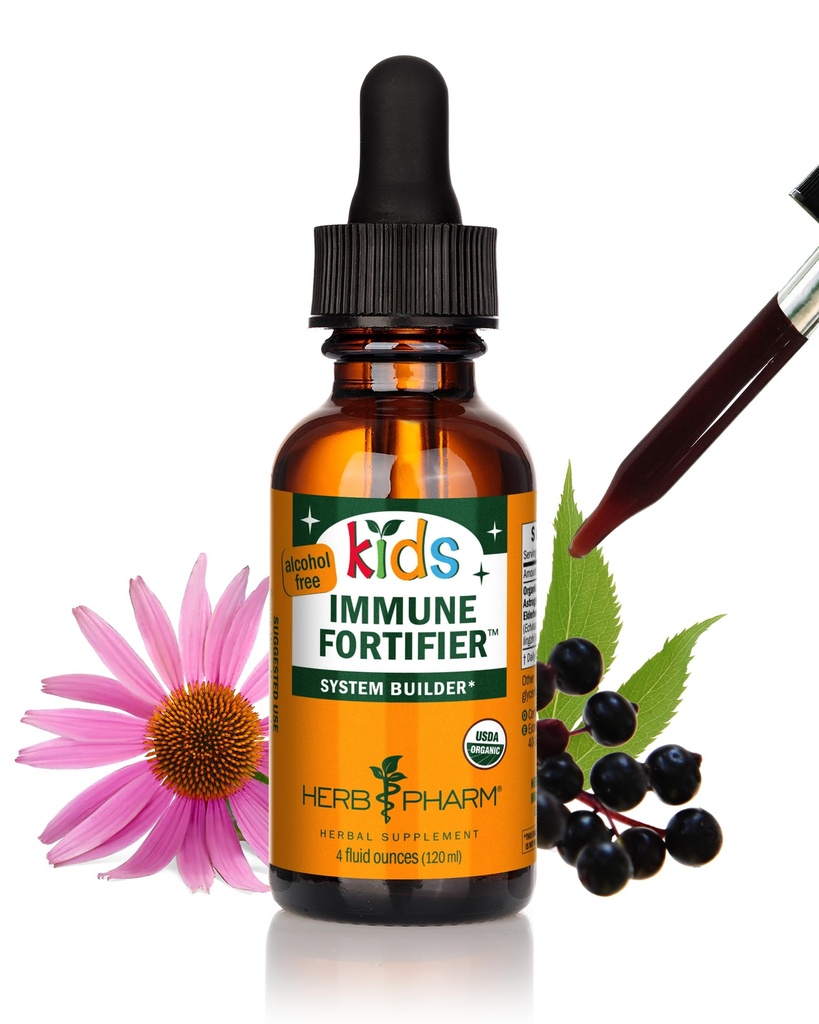 Herb Pharm Kids sertifikalı-Organic alkol-Free Immune Fortifier Liquid Herbal Formula, 1 Ounce