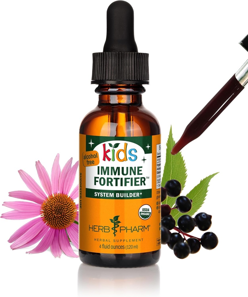 Herb Pharm Kids sertifikalı-Organic alkol-Free Immune Fortifier Liquid Herbal Formula, 1 Ounce