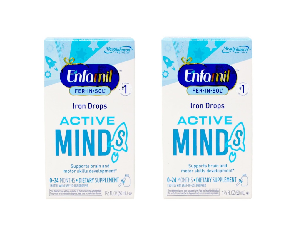 Enfamil Fer-In-Sol Iron Supplement Drops for Infants & Toddler, Supports Brain Development, 50 mL Dropper Şişe, 2 Paket