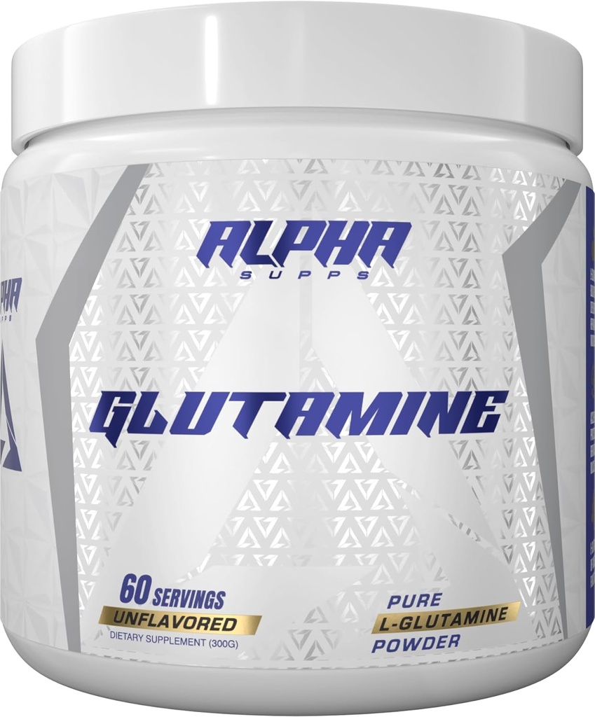 Alpha Supps Pure L-Glutamine Toz - Unflavored Platinum Acid, Glutamine Nutritional Supplement for Muscle Recovery, Gut & Immune Support - 60 Hizmet - 300 Grams