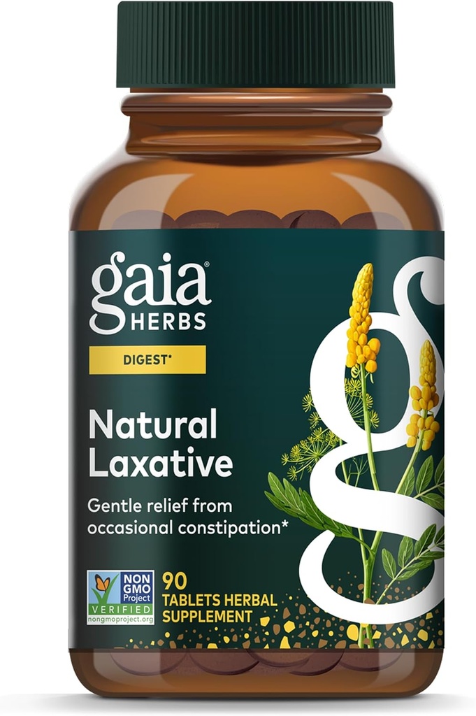 Gaia Herbs Natural Laxative – Supports Constipation Relief for Yetişkinler - Senna Leaf, Cape Aloe, Caraway, Dandelion & Fennel - 90 Tablet (45 Hizmet)