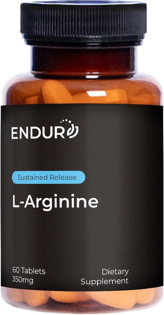 Endur L-Arginine Supplement, Sağlıklı Kan Akışı ve Kalp Fonksiyonları, Egzersiz Performansı ve Immune Health, Gluten Free, 350 mg (60 Tablet) Destekleyin