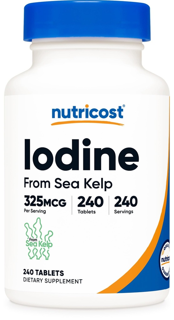 Nutricost Iodine (Deniz Kelp'tan Doğal Iodine) 32506, 240 Tablet - Non-GMO, Gluten Free
