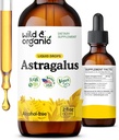 Wild & Organic Astragalus Tincture - Immune Support Drops w/Astragalus Root Extract - Herbal Supplement for Calmness & Relaxation - Vegan, Sugar & Alkol Free - 2 fl oz