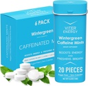Viter Energy Caffeinated Mints 40mg Caffeine, B Vitamins, Sugar Free. (Wintergreen, 20pcs, 6 Pack)