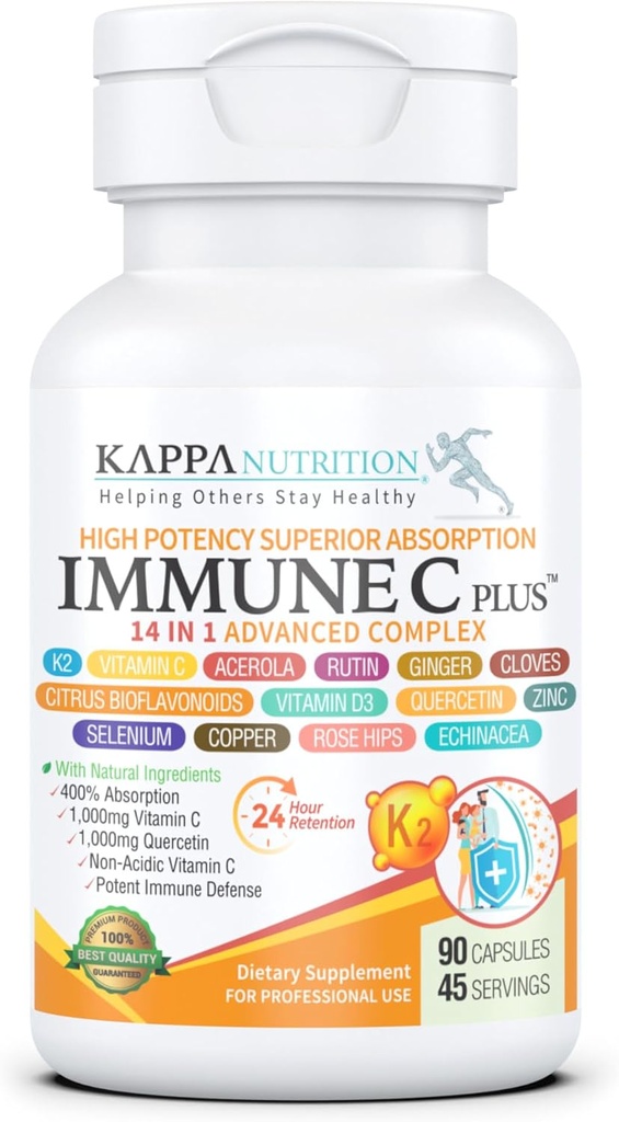 Quercetin 1000 mg, C 1000 mg, çinko 50 mg, D3 5000iu, Selenium, Copper, Acerola, Ginger, Fake, Bitter Orange, Rose Hips, Echinacea, Immune C Plus, 14 in 1 Immune C Plus (90)