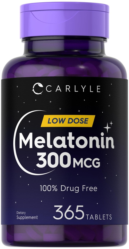 Carlyle Melatonin 300 mcg | 365 Tabletler | Low Dose | Vegetarian, Non-GMO, Gluten Free