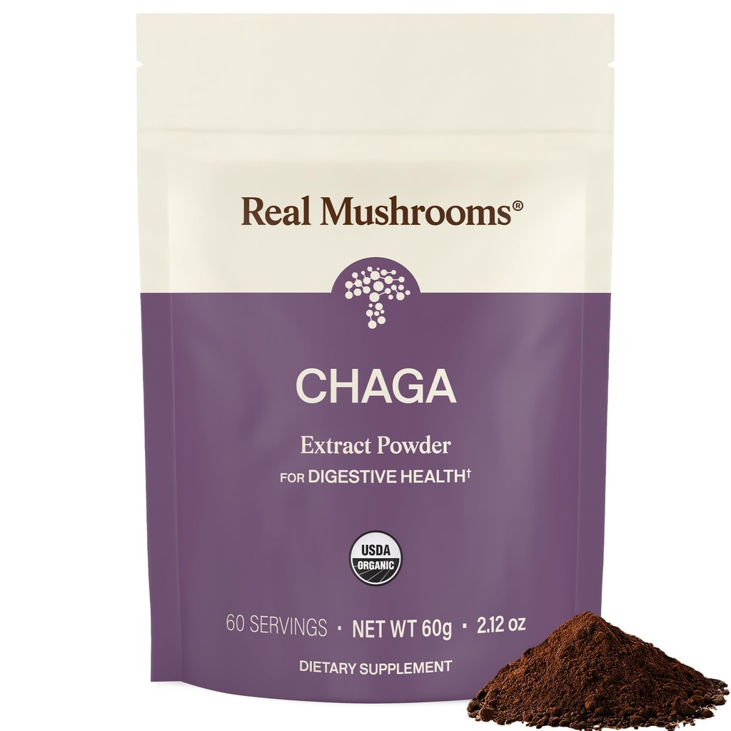 Gerçek Mushrooms Chaga Mushroom Toz – Organik Chaga Meyveli Vücuttan Çeviri – Daily Wellness & Enerji Desteği – Vegan, Non-GMO, 60 Oda Tamamı