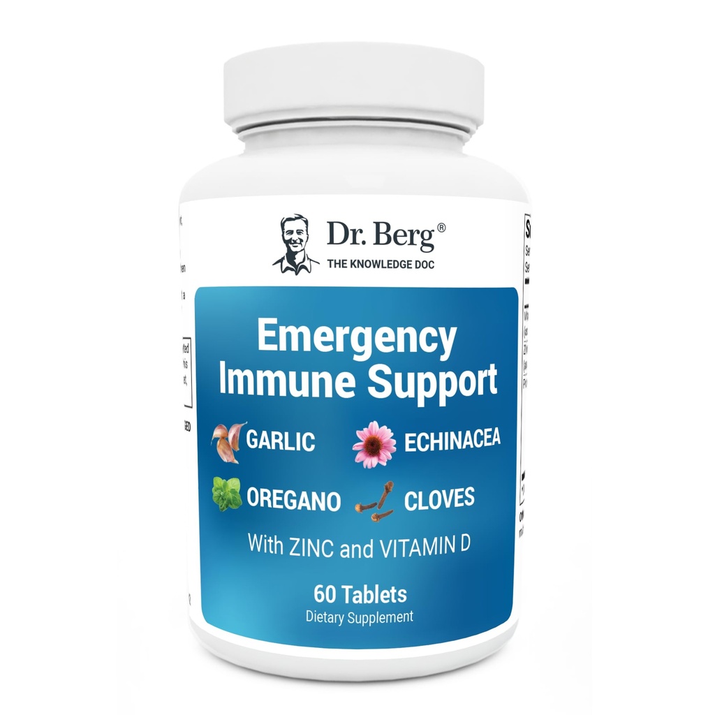 Dr. Berg Emergency Immune Support w/Echinacea - Herbal Extracts (Warning: Güçlü Herbal Koks) - Immune Support Supplement, 2 Immune Vitamin D & 10mg of Çinko - 60 Tabletler