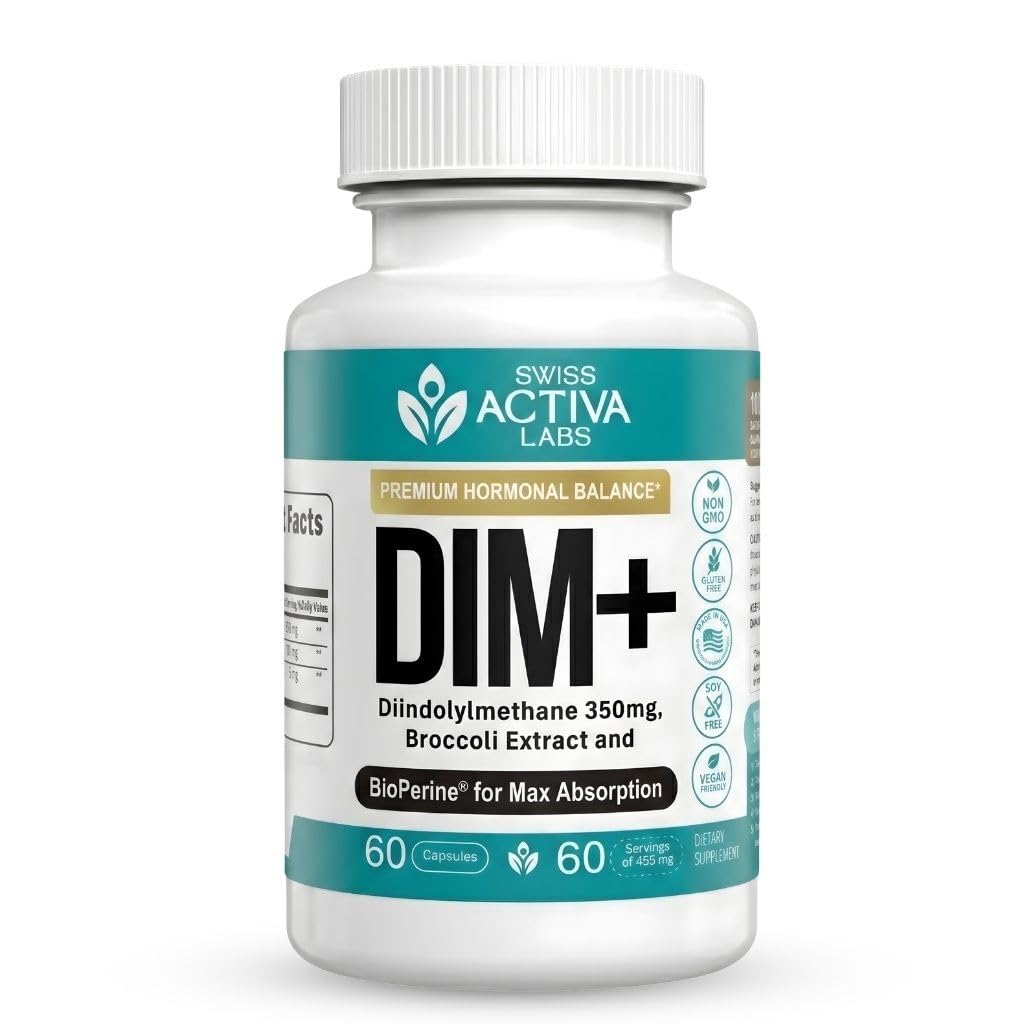 İsviçre Activa+ Labs DIM Supplement – Yeni Formula – Kadınlar ve Erkekler için Hormon Dengesi – Kadınlar ve Erkekler için Estrogen Supplement – Hormonal Acne & Menopause Belirtileri – 60 Gün Supply