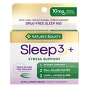 Nature's Bounty Sleep + Stres Desteği, Sleep3 En Güçlü 100% Uyuşturucu Ücretsiz Uyku Yardımı, Ashwagandha ile Diyetsel Tamam, Zaman Yayın Teknolojisi, 10 mg, 28 Tri-Layered Tabletler